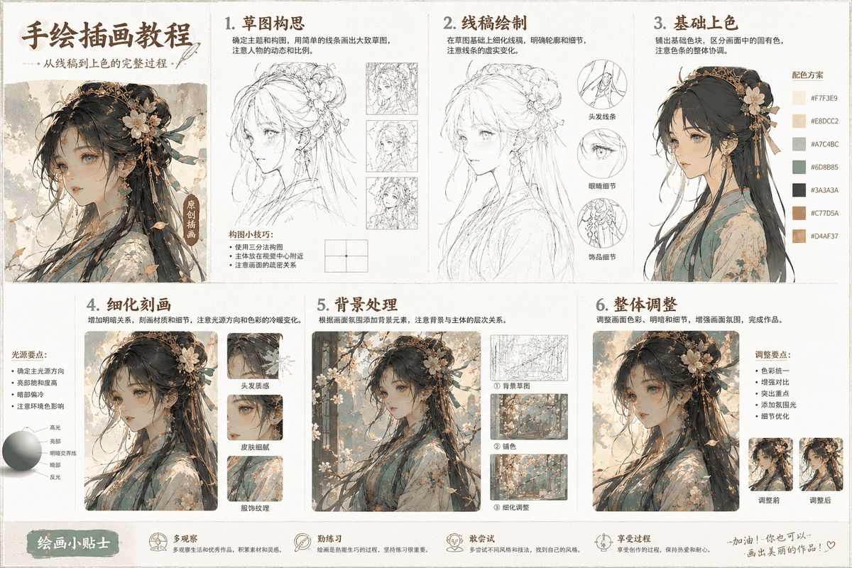 手绘插画教程：零基础学习插画设计全流程